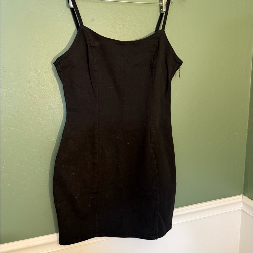 H&M Divided Black Bodycon Denim Mini Dress M